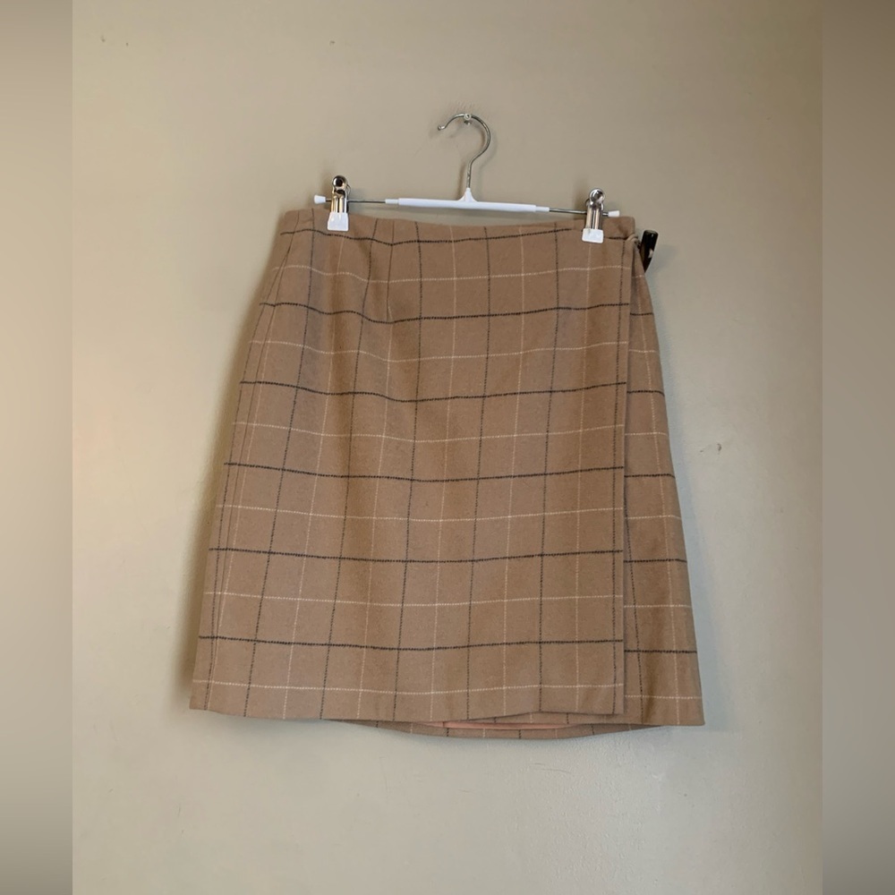 Talbots  Wool Blend Wrap Plaid Skirt Womens 10 Work Career Academia Vintage